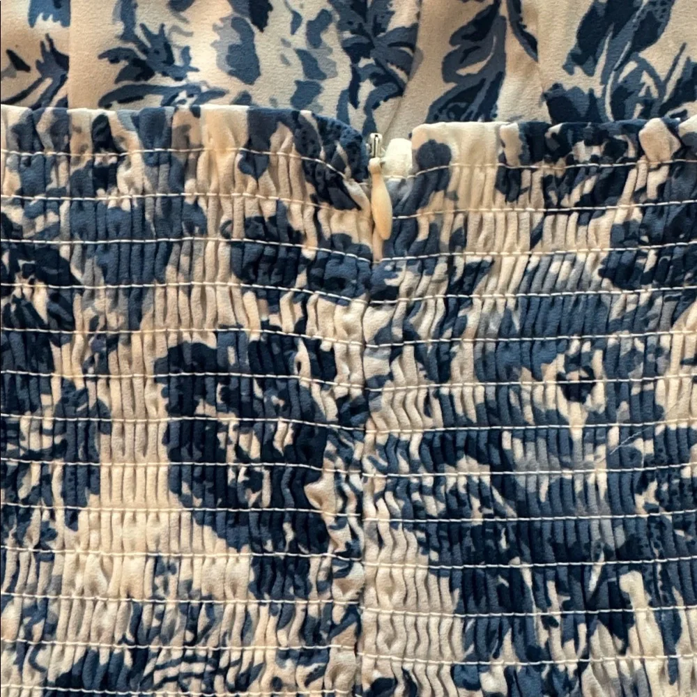 Blue Floral Tie-Strap Midi Dress - White & Blue o.p.t. Sz M - Picture 8 of 12